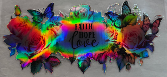 uvdtf  transfer wrap holo faith love hope floral butterfly