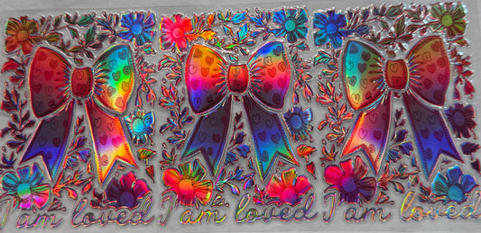uvdtf  transfer wrap  holo bows floral you are loved