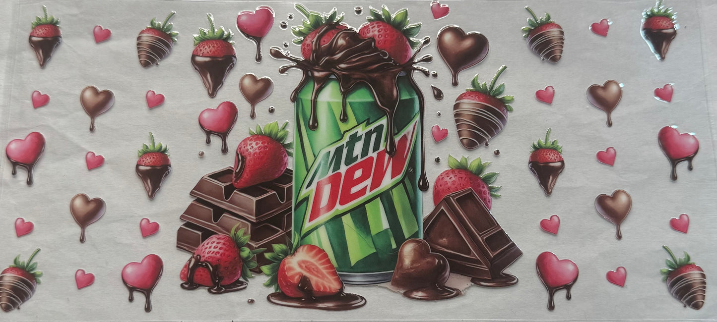 uvdtf  transfer wrap Mountain Dew drink with chocolate