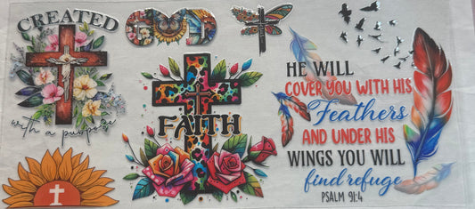 uvdtf  transfer wrap faith feather cross