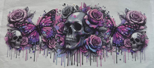 uvdtf  transfer wrap purple skull butterfly floral