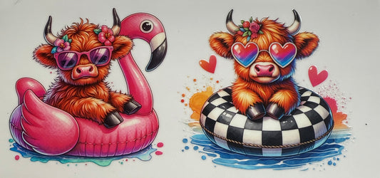 uvdtf  transfer wrap highland cow with floats