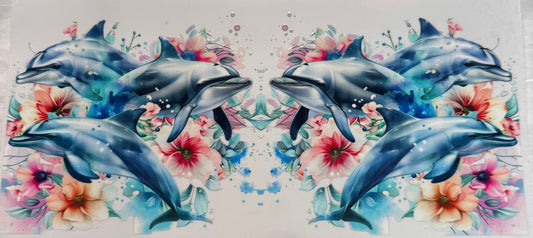 uvdtf  transfer wrap  dolphins splashing