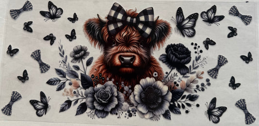 uvdtf  transfer wrap highland cow plaid butterflies bows