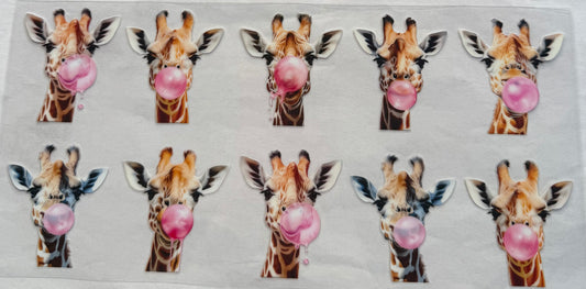 uvdtf  transfer wrap giraffe with bubble gum