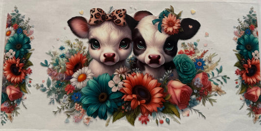 uvdtf  transfer wrap  two cow with floral
