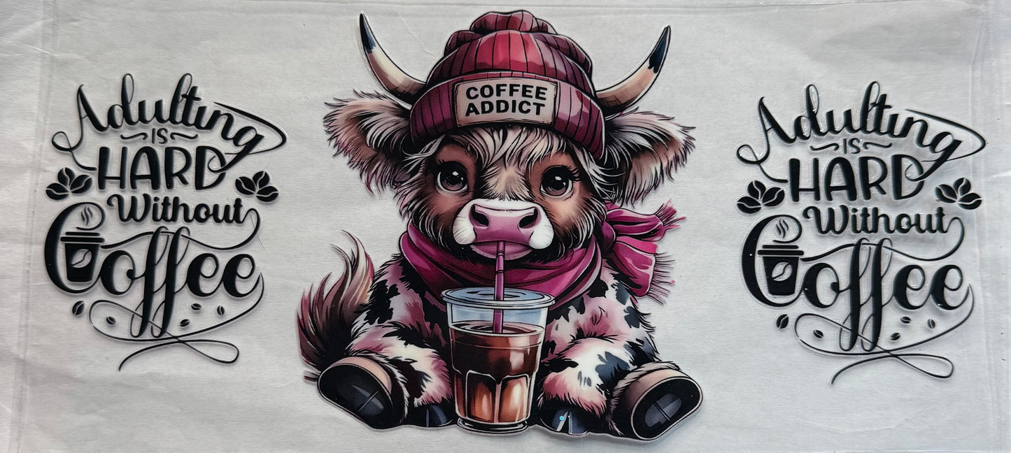 uvdtf  transfer wrap highland cow  coffee addict