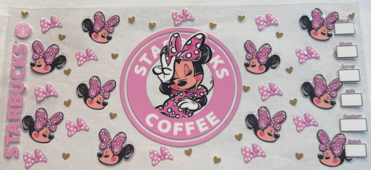 uvdtf  transfer wrap Starbucks Minnie Mouse pink