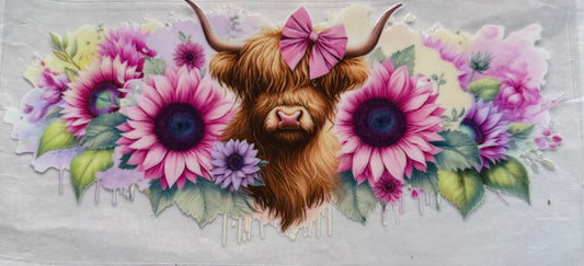 uvdtf  transfer wrap highland cow sunflowers