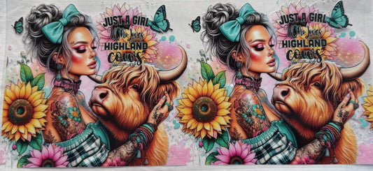 uvdtf  transfer wrap just a girl who loves highland cows