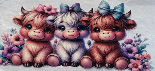 uvdtf  transfer wrap three highland cow