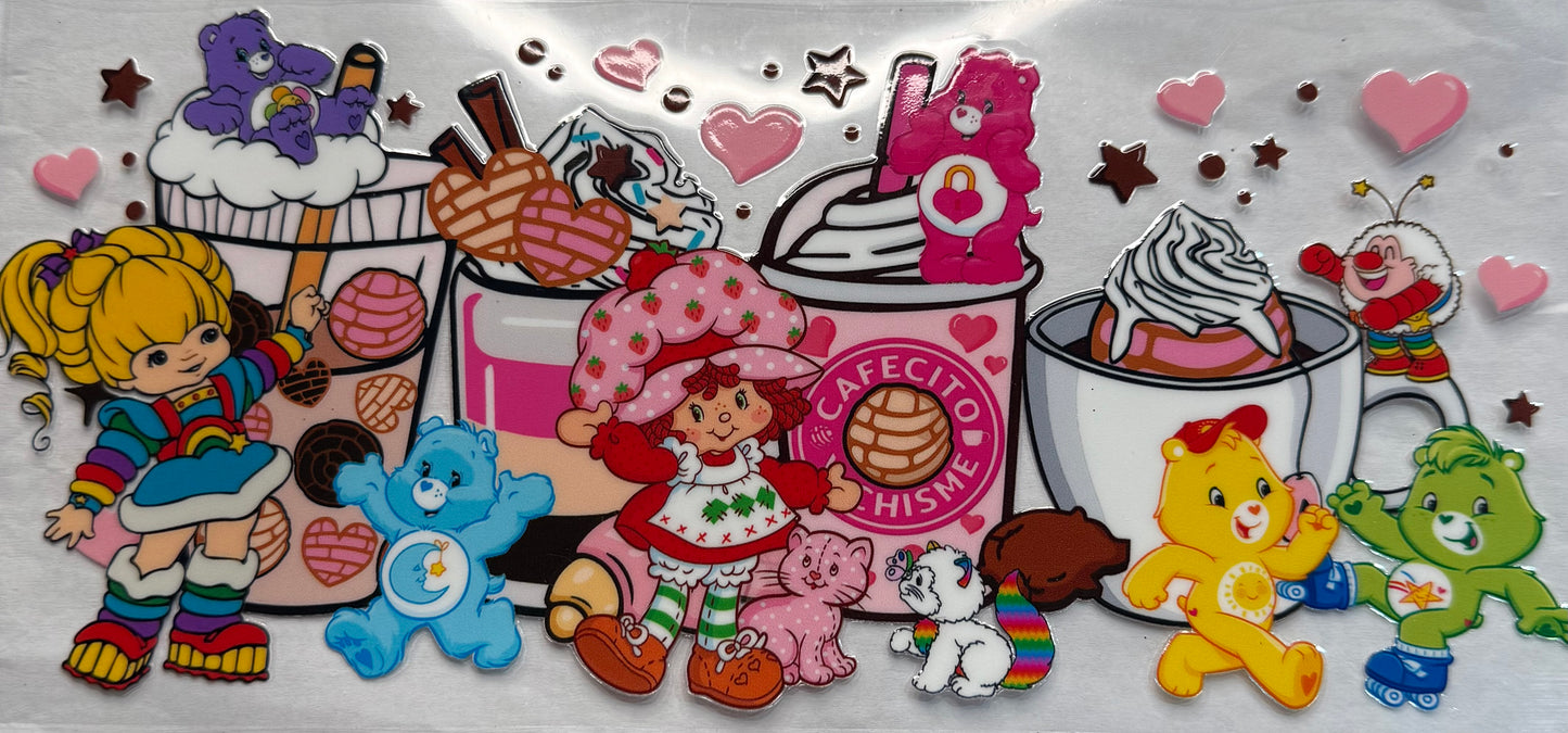 uvdtf  transfer wrap coffee cups strawberry shortcake carebears rainbow bright
