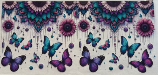 uvdtf  transfer wrap butterfly sunflowers purple