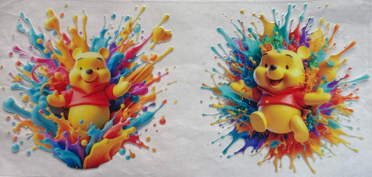uvdtf  transfer wrap paint splatter Winnie the Pooh