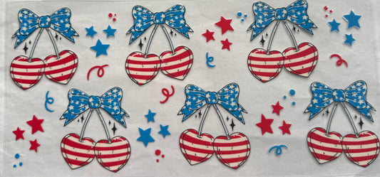 uvdtf  transfer wrap Americana, red white blue cherries
