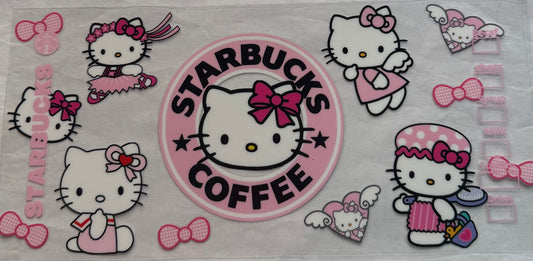uvdtf  transfer wrap hello Kitty Starbucks in pink