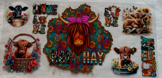 uvdtf  transfer wrap highland cow basket floral