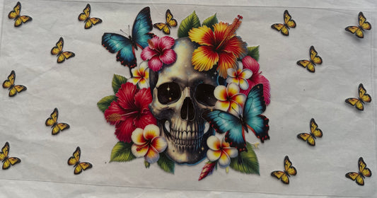 uvdtf  transfer wrap floral butterfly skull