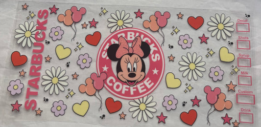 uvdtf  transfer wrap Starbucks Minnie Mouse floral