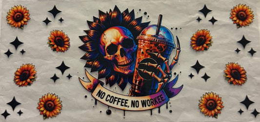 uvdtf  transfer wrap skull sunflowers no coffee no workee