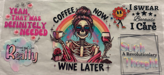 uvdtf  transfer wrap skull coffee now wine later