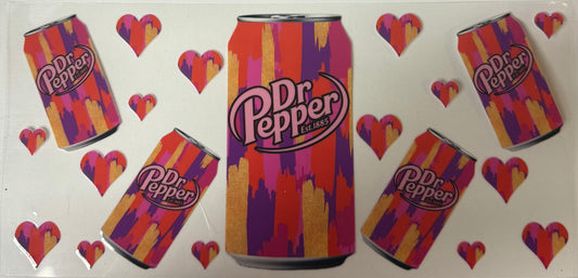 uvdtf  transfer wrap Dr Pepper with hearts