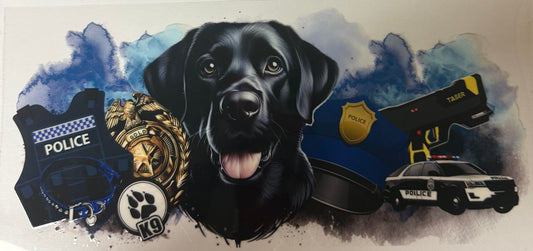 uvdtf  transfer wrap police with dog