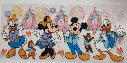 uvdtf  transfer wrap Mickey and Minnie Mouse with castle