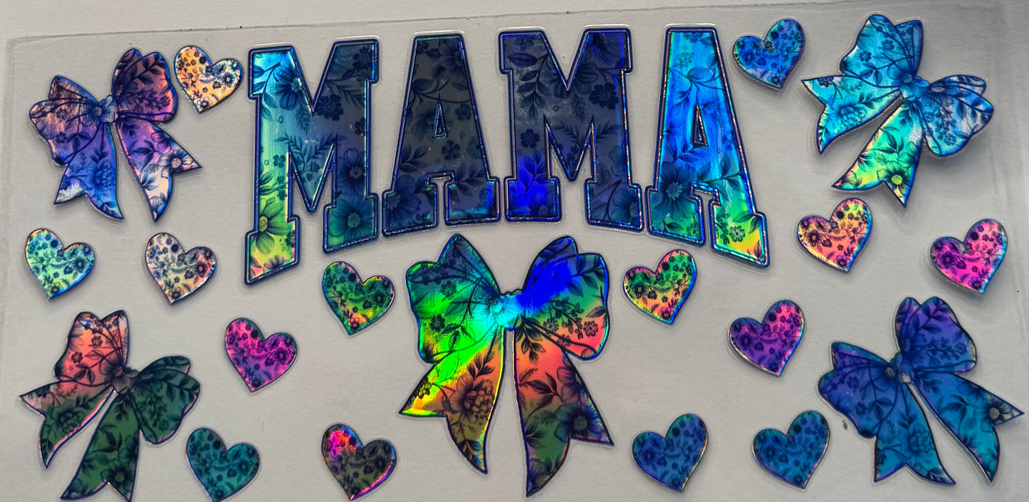 uvdtf  transfer wrap holo blue mama with bow
