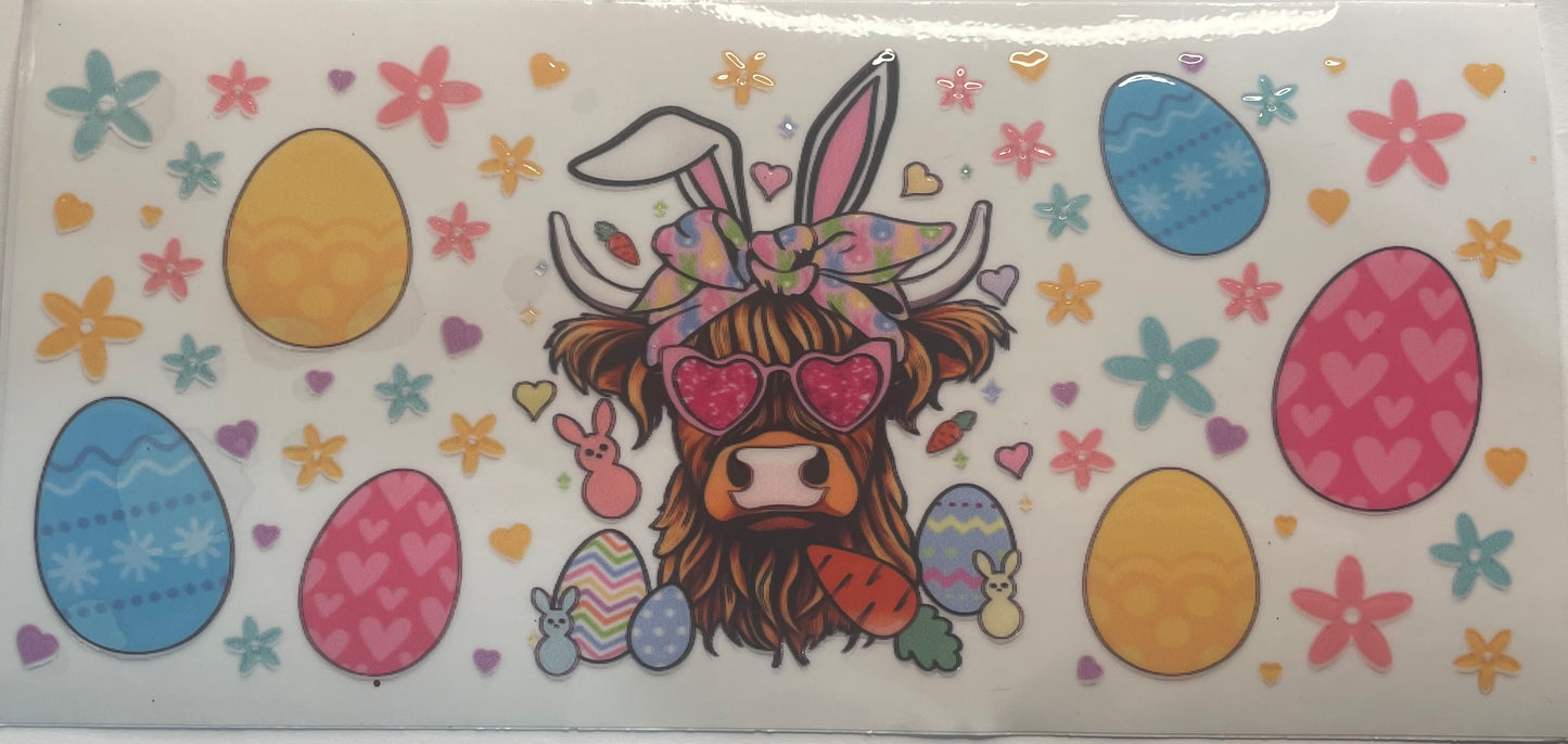 Cup wrap dtf highland cow/Easter