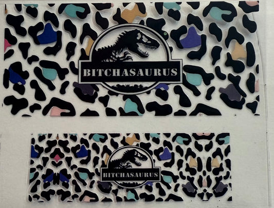 Mini Stanley keychains uvdtf wraps Bitchasaurus cheetah