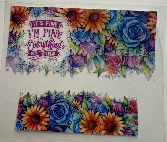 Mini Stanley keychains uvdtf wraps I’m fine floral