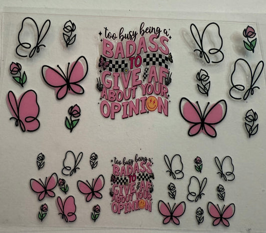 Mini Stanley keychains uvdtf wraps badass butterfly