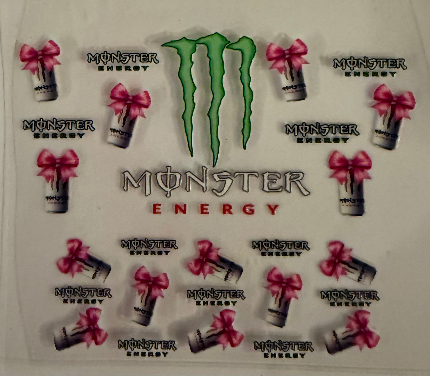 Uvdtf wraps Mini Stanley  monster white pink bow