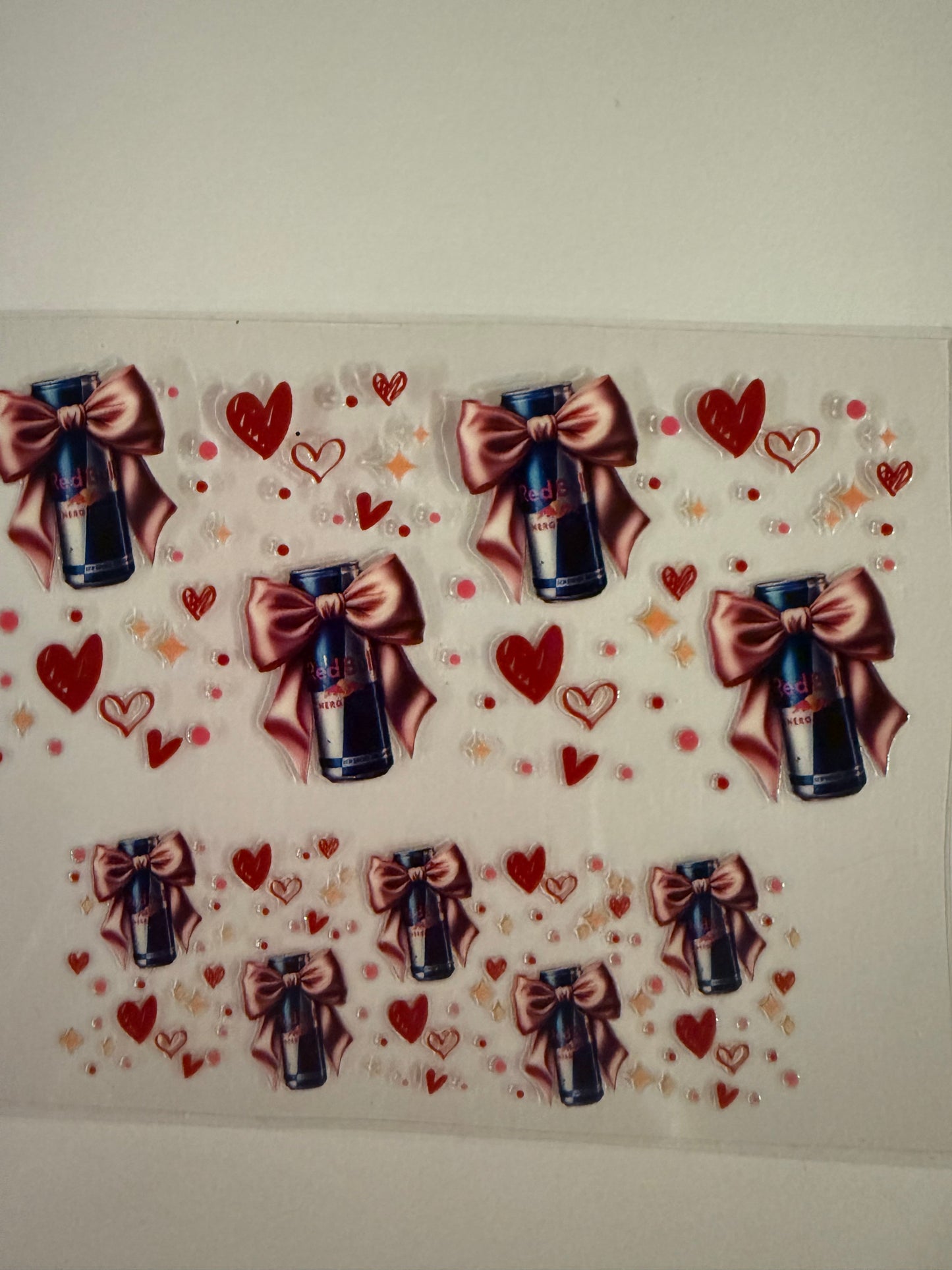 Uvdtf wraps Mini Stanley Red Bull pink bows
