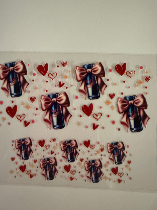 Uvdtf wraps Mini Stanley Red Bull pink bows