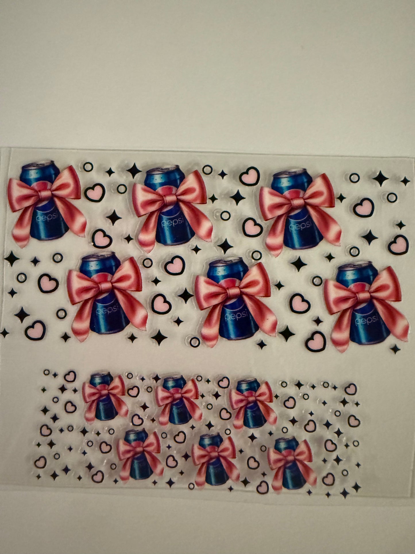 Uvdtf wraps Mini Stanley Pepsi bows and pink hearts