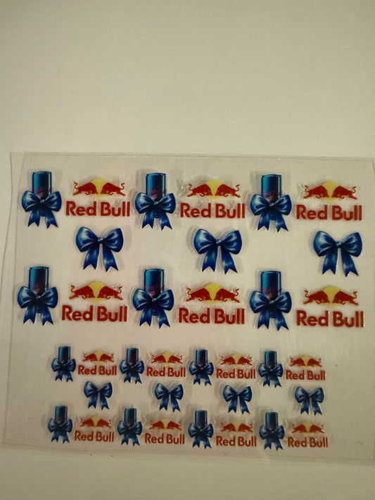 Uvdtf wraps Mini Stanley Blue Red Bull with bows and sign