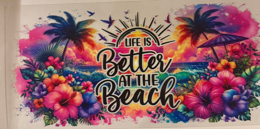 uvdtf  transfer wrap life is better at the beach rainbow beach scene