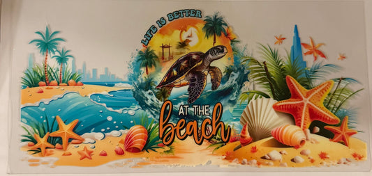 uvdtf  transfer wrap summer life is better at beach with turtle