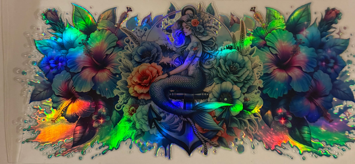 uvdtf  transfer wrap holo mermaid with floral