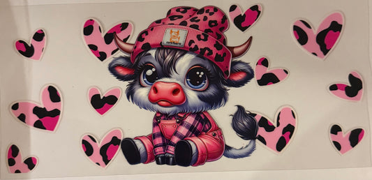 uvdtf  transfer wrap highland cow with cheetah hearts
