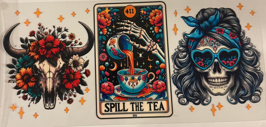 uvdtf  transfer wrap skull steer spill the tea