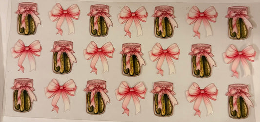 uvdtf  transfer wrap pickles with pink bows