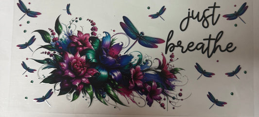 uvdtf  transfer wrap just breathe floral dragonfly