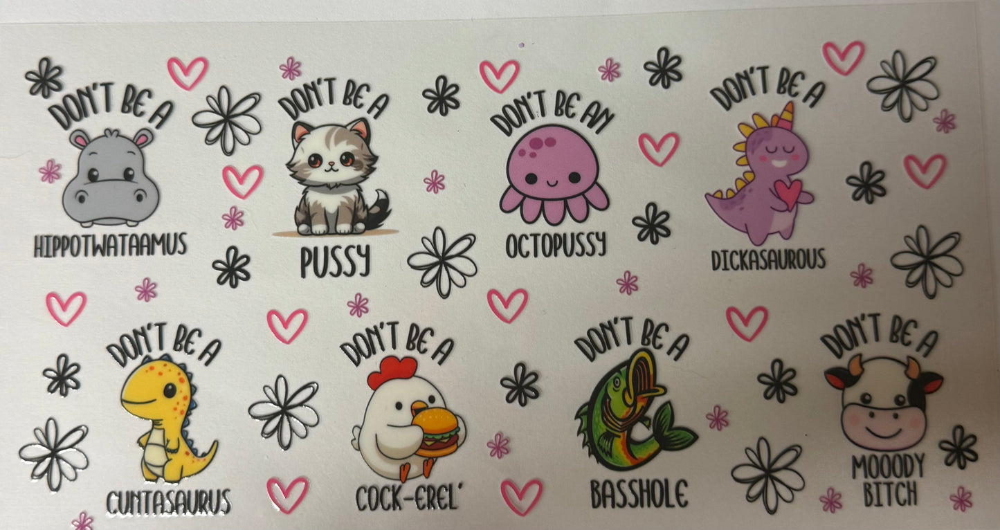 uvdtf  transfer wrap animals naught sayings