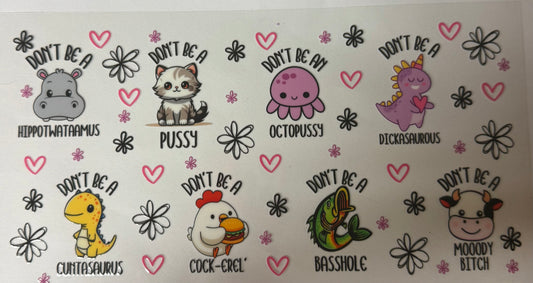 uvdtf  transfer wrap animals naught sayings