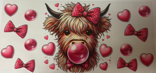 uvdtf  transfer wrap bubble gum highland cow