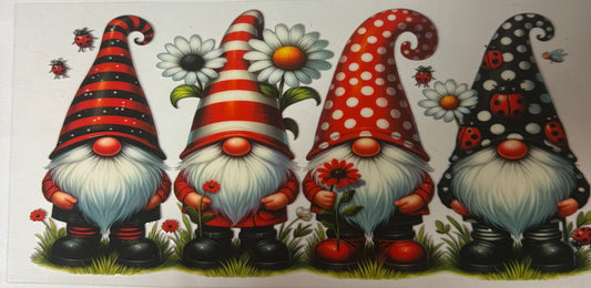 uvdtf  transfer wrap gnomes red and black daisy floral