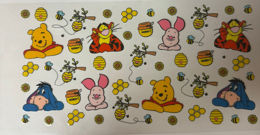 uvdtf  transfer wrap Winnie the Pooh and friends heads with honey